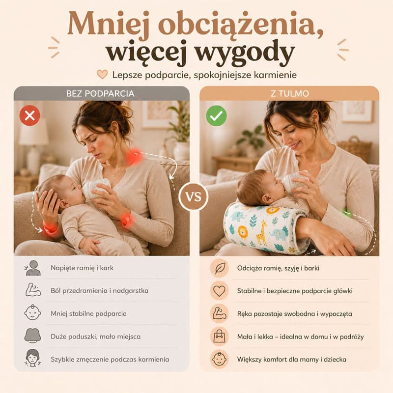 Tulmo - mufka do karmienia piersią z podparciem główki dziecka
