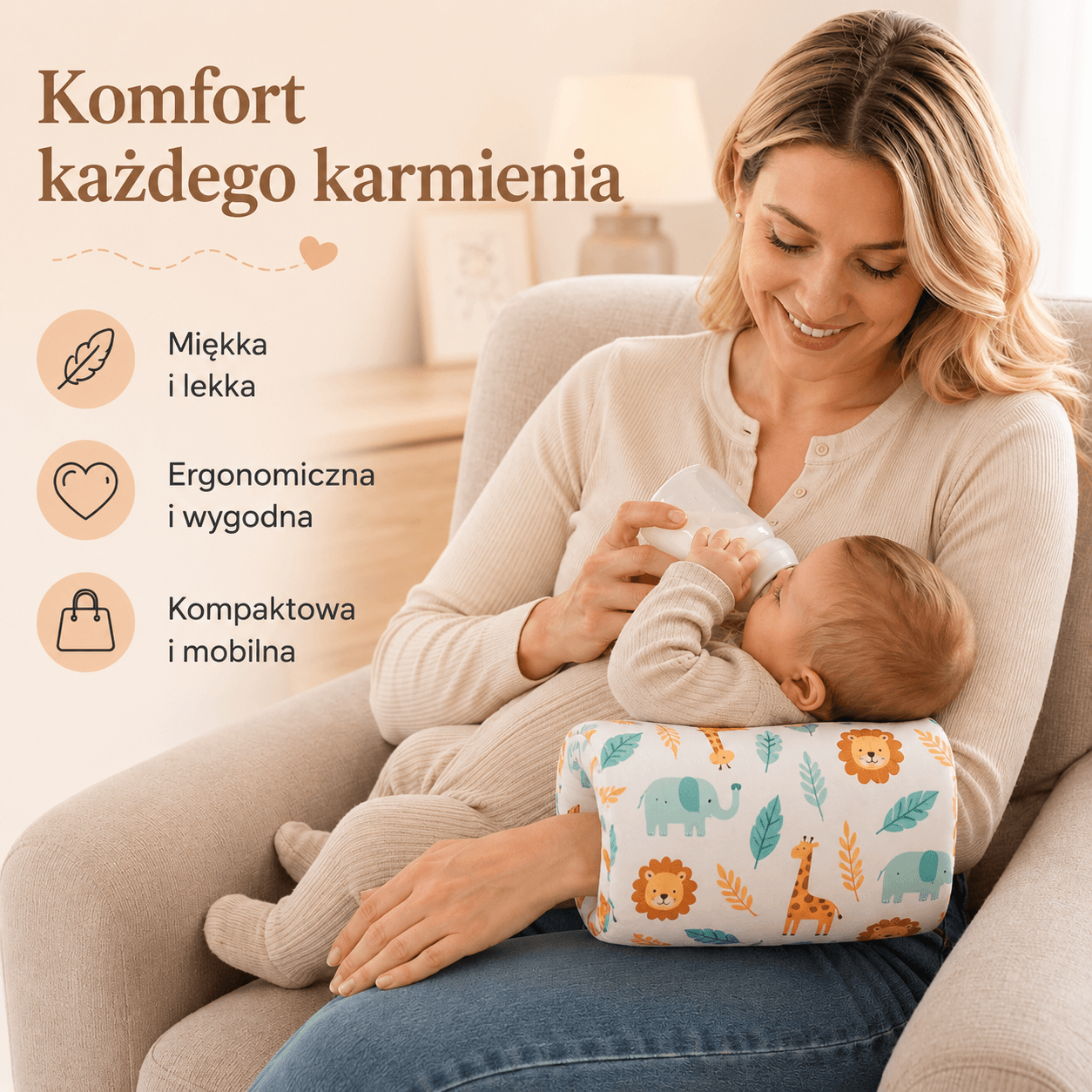 Tulmo - mufka do karmienia piersią z podparciem główki dziecka